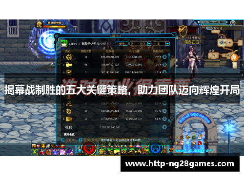 揭幕战制胜的五大关键策略，助力团队迈向辉煌开局